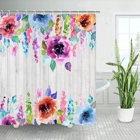 img 4 attached to LIVILAN Floral Shower Curtain For Bathroom Flower Shower Curtain Colorful Shower Curtain Watercolor Shower Curtains With Hooks Rustic Country Flowered Farmhouse Bathroom Decor, 72" Wx72 H
