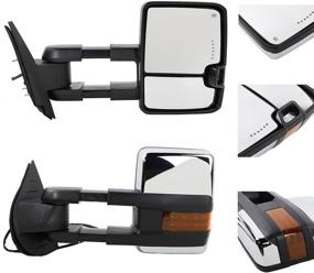 img 2 attached to 🔌 Tow Power Heated LED Towing Mirrors for 2007-2013 GMC Sierra, Chevy Silverado, Avalanche, Tahoe, Yukon/XL/Denali, Suburban: Replacement with Arrow Signal Light - Just 07 NEW Body