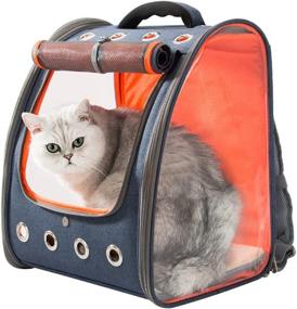 img 4 attached to 🐱 HIPIPET Cat Backpack - Airline Approved, Foldable, Ventilated & Breathable for Travel, Hiking, and Outdoor Use - Suitable for Small Dogs, Puppies, and Pets (Blue+Orange)