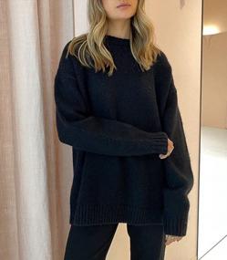 img 1 attached to Stay Cozy And Trendy With Roiii Oversize Sweaters For Women - Long Sleeve Casual Round Neck Tunic Tops With Wool Fabric