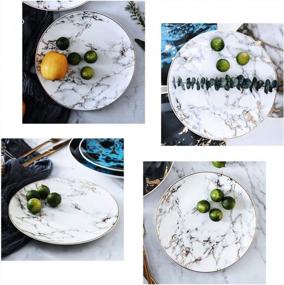 img 2 attached to Coffeezone Slight Gold Inlay Fashion Marble Design Porcelain Dessert Plates Set Of 4 (Slight Gold 8 Inches)