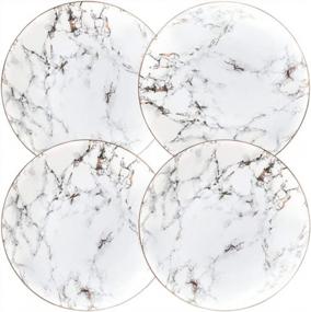 img 4 attached to Coffeezone Slight Gold Inlay Fashion Marble Design Porcelain Dessert Plates Set Of 4 (Slight Gold 8 Inches)