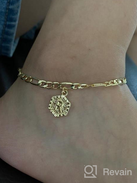 img 1 attached to 📿 Dcfywl731 Custom Name Initial Anklet Bracelets: 18K Gold Figaro Cuban Link Anklet Bracelet for Women & Men review by Dan Dickey