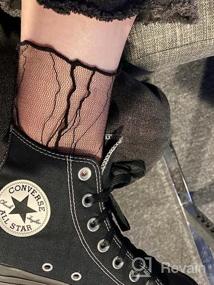 img 5 attached to Элегантность в сеточку: 5 пар женских кружевных ножных браслетов от SOCKFUN ярко-черного цвета