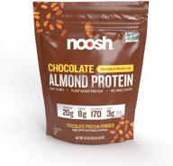 noosh almond protein powder: delicious chocolate flavor in a convenient 1.15 pound stand-up resealable pouch logo