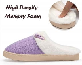 img 1 attached to Cozy And Warm Fuzzy Memory Foam Slippers For Women - Slip-On Bedroom Shoes With Faux Fur Lining, Ideal For Indoor And Outdoor Use