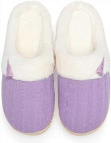 img 4 attached to Cozy And Warm Fuzzy Memory Foam Slippers For Women - Slip-On Bedroom Shoes With Faux Fur Lining, Ideal For Indoor And Outdoor Use