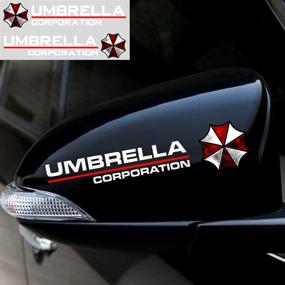 img 1 attached to 🔮 HINSCR Rearview Mirror Reflective Decals: Evil Umbrella Corporation Stickers for Car, Motorcycle, Truck - White (Style E)