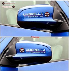 img 2 attached to 🔮 HINSCR Rearview Mirror Reflective Decals: Evil Umbrella Corporation Stickers for Car, Motorcycle, Truck - White (Style E)