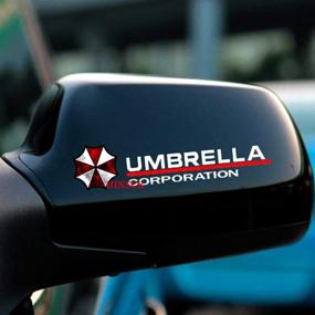 img 4 attached to 🔮 HINSCR Rearview Mirror Reflective Decals: Evil Umbrella Corporation Stickers for Car, Motorcycle, Truck - White (Style E)