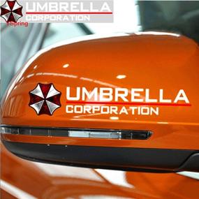 img 3 attached to 🔮 HINSCR Rearview Mirror Reflective Decals: Evil Umbrella Corporation Stickers for Car, Motorcycle, Truck - White (Style E)