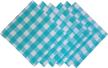100% cotton checkered plaid tablecloth napkins – 20 x 20 set of 6 aqua and white - vibrant colors, soft & absorbent. logo