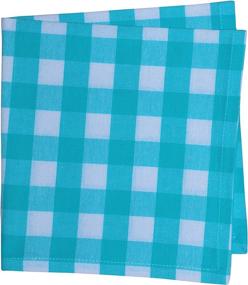 img 3 attached to 100% Cotton Checkered Plaid Tablecloth Napkins – 20 X 20 Set Of 6 Aqua And White - Vibrant Colors, Soft & Absorbent.
