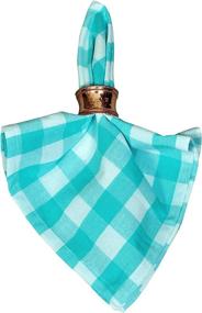 img 1 attached to 100% Cotton Checkered Plaid Tablecloth Napkins – 20 X 20 Set Of 6 Aqua And White - Vibrant Colors, Soft & Absorbent.