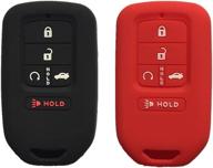 2015 2016 2017 honda civic accord pilot cr-v key fob 🔑 case cover - black and red silicone key cover case holder chain bag logo