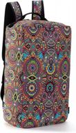 sakroots on the go travel backpack in eco-twill, rainbow wanderlust logo