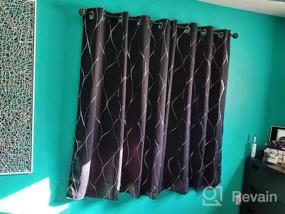 img 6 attached to Deconovo Pink Curtains For Kids Room - Silver Wave Foil Printed Blackout Thermal Insulated Window Drapes