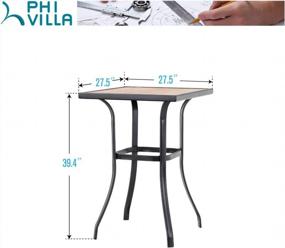 img 1 attached to PHI VILLA Patio Bar Table, Outdoor Bar Height Bistro Table With Wooden-Like Table Top & Metal Frame