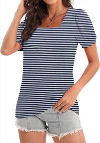 img 4 attached to Stylish And Comfortable Womens Square Neck Puff Sleeve Tops For Casual Summer Wear