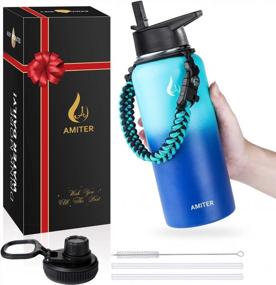 img 3 attached to AMITER Stainless Steel Water Bottle With Wide Mouth Straw & Handle Lid (22Oz - 128Oz), Vacuum Insulated Sport Flask Thermos For Travel, Leakproof, BPA-Free