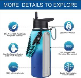 img 1 attached to AMITER Stainless Steel Water Bottle With Wide Mouth Straw & Handle Lid (22Oz - 128Oz), Vacuum Insulated Sport Flask Thermos For Travel, Leakproof, BPA-Free