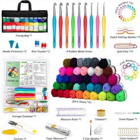 img 3 attached to 113-Piece Crochet Kit With 1600 Yards Of Assorted Yarn – Ideal Beginner Set W/ 73PCS Accessories, Ergonomic Hooks & Knitting Needles!