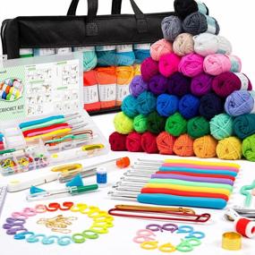 img 4 attached to 113-Piece Crochet Kit With 1600 Yards Of Assorted Yarn – Ideal Beginner Set W/ 73PCS Accessories, Ergonomic Hooks & Knitting Needles!