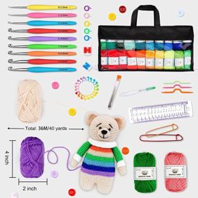 img 2 attached to 113-Piece Crochet Kit With 1600 Yards Of Assorted Yarn – Ideal Beginner Set W/ 73PCS Accessories, Ergonomic Hooks & Knitting Needles!