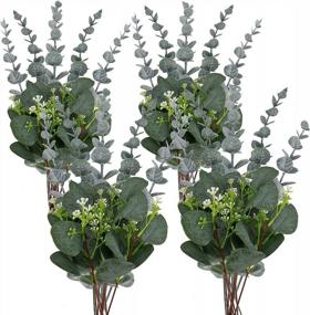 img 4 attached to Auihiay 30 PCS Mixed Eucalyptus Leaves Stems Bulk Artificial Silver Dollar Eucalyptus Leaves Sprays Faux Seeded Eucalyptus Leaves Branches For Wedding Centerpiece Vase Bouquets Home Decor (3 Styles)