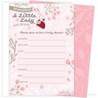 adorable little lady on the way baby shower invitations for girls - set of 25 fill-in style cards and envelopes. delightful ladybug theme with pink and white flowers, butterflies, and hearts. logo