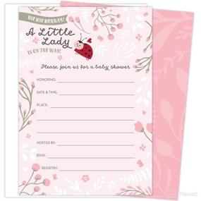 img 4 attached to Adorable Little Lady on The Way Baby Shower Invitations for Girls - Set of 25 Fill-in Style Cards and Envelopes. Delightful Ladybug Theme with Pink and White Flowers, Butterflies, and Hearts.