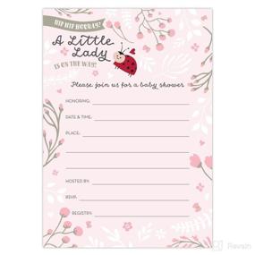 img 1 attached to Adorable Little Lady on The Way Baby Shower Invitations for Girls - Set of 25 Fill-in Style Cards and Envelopes. Delightful Ladybug Theme with Pink and White Flowers, Butterflies, and Hearts.