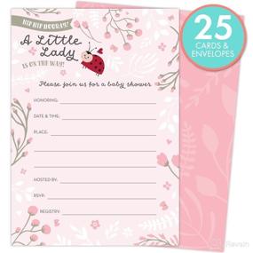 img 3 attached to Adorable Little Lady on The Way Baby Shower Invitations for Girls - Set of 25 Fill-in Style Cards and Envelopes. Delightful Ladybug Theme with Pink and White Flowers, Butterflies, and Hearts.