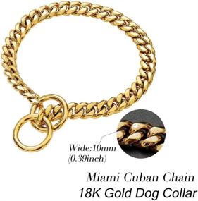 img 3 attached to Stylish and Customizable Gold and Silver Cuban Link Dog Collar for Small, Medium, and Large Dogs with ID Tags Included