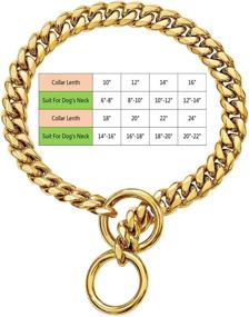 img 1 attached to Stylish and Customizable Gold and Silver Cuban Link Dog Collar for Small, Medium, and Large Dogs with ID Tags Included