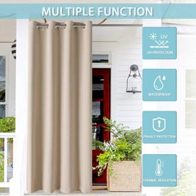 img 1 attached to DWCN Beige Waterproof Outdoor Curtains - Insulated For Patio & Bedroom, Sun Blocking & Blackout, Grommet Panels, 52X84 In, 2 Pcs