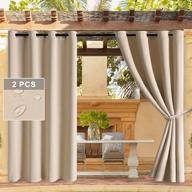 dwcn beige waterproof outdoor curtains - insulated for patio & bedroom, sun blocking & blackout, grommet panels, 52x84 in, 2 pcs logo