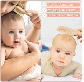 img 1 attached to 👶 Haakaa Baby Hair Brush and Comb Set for Newborns &amp; Toddlers - Natural Wooden Hair Comb - Perfect Baby Shower and Registry Gift - Ideal for Cradle Cap