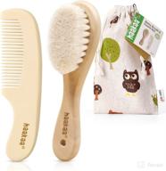 👶 haakaa baby hair brush and comb set for newborns &amp; toddlers - natural wooden hair comb - perfect baby shower and registry gift - ideal for cradle cap logo