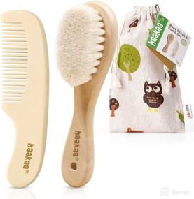 img 4 attached to 👶 Haakaa Baby Hair Brush and Comb Set for Newborns &amp; Toddlers - Natural Wooden Hair Comb - Perfect Baby Shower and Registry Gift - Ideal for Cradle Cap