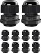10pcs 3/4" npt cable glands waterproof adjustable strain relief connectors with locknut, pa66 nylon black ip68 junction box cord grips and gaskets logo
