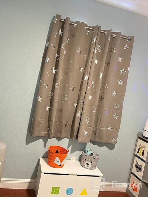 img 1 attached to 🌙 Anjee Kids Navy Blue Stars Blackout Curtains, 45 Inches Length, Silver Foil Print Room Darkening Window Curtain, Thermal Insulated Grommet Drapes, 2 Panels, Navy Blue, 52x45 Inches review by Jeremy Kakaruk