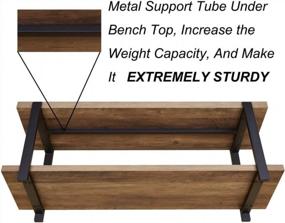 img 1 attached to Industrial Shoe Bench: FOLUBAN Entryway Bench, Rustic Oak 47 Inch For Living Room Storage & Easy Assembly