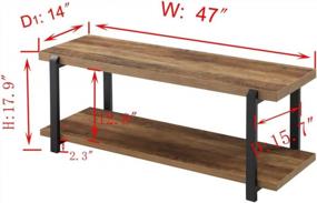 img 3 attached to Industrial Shoe Bench: FOLUBAN Entryway Bench, Rustic Oak 47 Inch For Living Room Storage & Easy Assembly