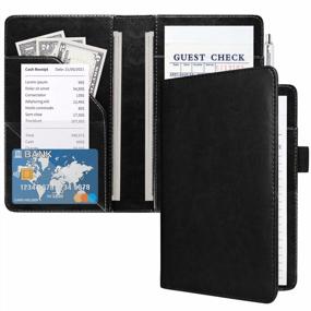 img 4 attached to ACdream Waitress Server Book With Guest Note Pad, Cute Pocket Leather Wallet For Money And Receipts, Bill Holder Presenter, Ideal Waiter Accessories That Fit Server Apron, In Black