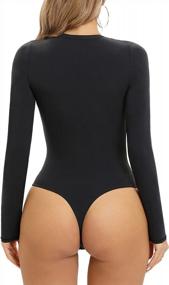 img 3 attached to SHAPERX Women'S Soft Crew Neck Bodysuit Top: Perfect Fit For Every Body Type With Thong Jumpsuit Design