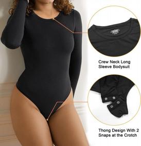 img 1 attached to SHAPERX Women'S Soft Crew Neck Bodysuit Top: Perfect Fit For Every Body Type With Thong Jumpsuit Design