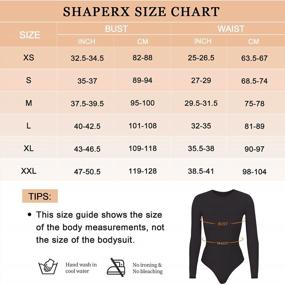 img 2 attached to SHAPERX Women'S Soft Crew Neck Bodysuit Top: Perfect Fit For Every Body Type With Thong Jumpsuit Design