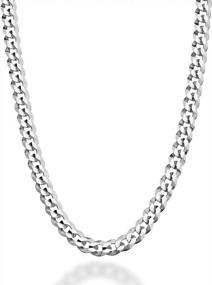 img 4 attached to 925 Sterling Silver Italian Cuban Link Curb Chain Necklace With 5Mm Diamond Cut - Ideal For Women And Men - Made In Italy By Miabella