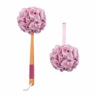 long-handled pink shower loofah scrubber by amazerbath - soft pe mesh loofah body sponge for men and women, ideal for back exfoliation logo